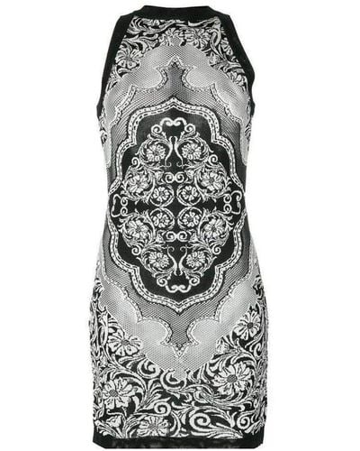 Balmain Jacquard Lace Print Mini Dress - Black