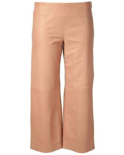 Chloé Beige Leather Cropped Pants - Natural