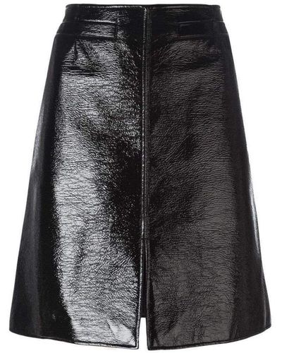 Courreges Black Vinyl A-line Skirt