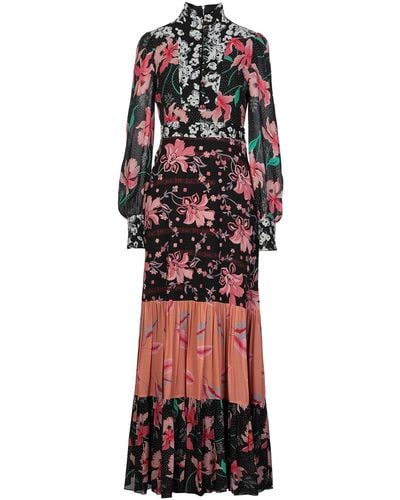 Gucci Floral Patchwork-print Stand-collar Crepe Dress - Red