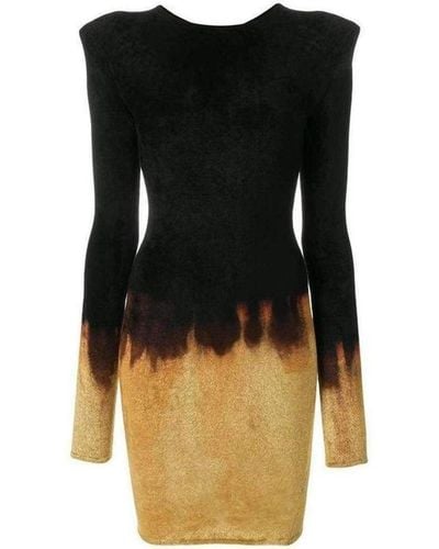 Balmain Velvet Fire Dress - Black