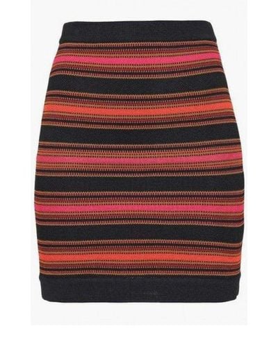 Balmain Striped Stretch-knit Mini Skirt - Red