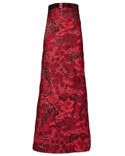 DSquared² Red Dalma Silk Blend Maxi Skirt