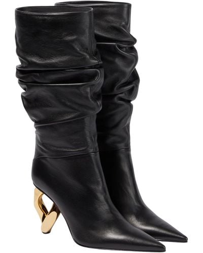JW Anderson Chain Leather Heeled Boots - Black