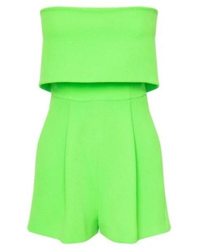 Alex Perry Darby Overlay Crepe Strapless Romper - Green