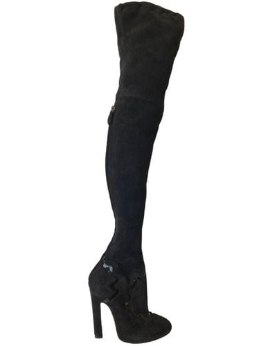 Alaïa Over Knee Studded Boots - Black