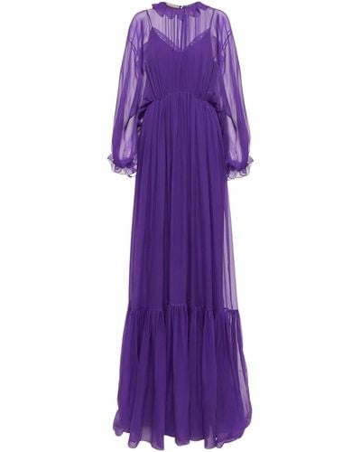 Gucci Purple Silk Chiffon Gown Dress