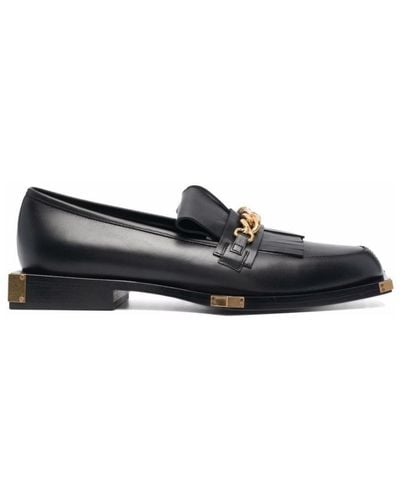 Balmain Black Tomi Leather Loafers
