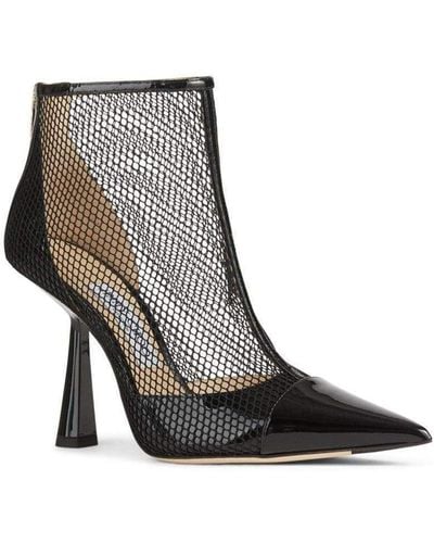 Jimmy Choo Kix 100 Fishnet And Patent-leather Ankle Boots It 38.5 - Black