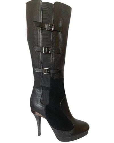BCBGMAXAZRIA Emily Leather Buckles Boots - Black