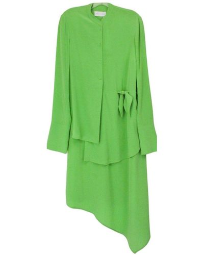 Christian Wijnants Devla Silk Asymmetric Dress - Green