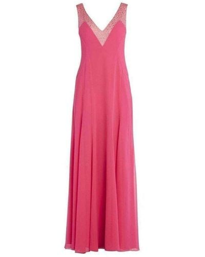BCBGMAXAZRIA Embellished Plunging V-neck Gown - Pink