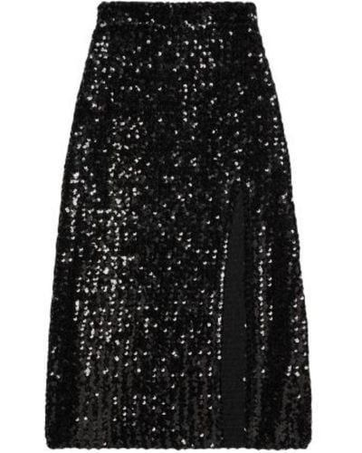 Gucci Front Slit Sequin Embroidered Skirt - Black