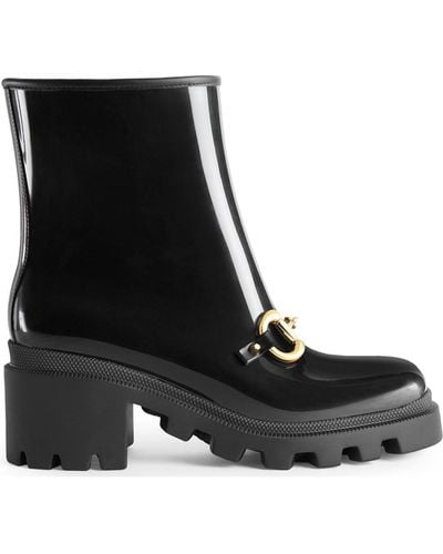 Gucci Horsebit - Detailed Heeled Rubber Rain Boots - Black