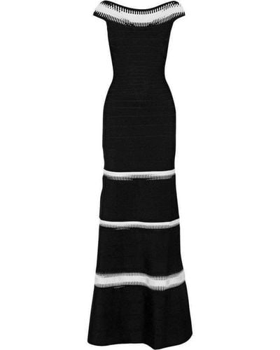 Hervé Léger Mariana Lattice Trimmed Bandage Gown - Black