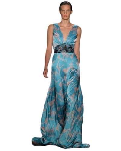 Sophie Theallet Azur Blue Coral Silk Gown