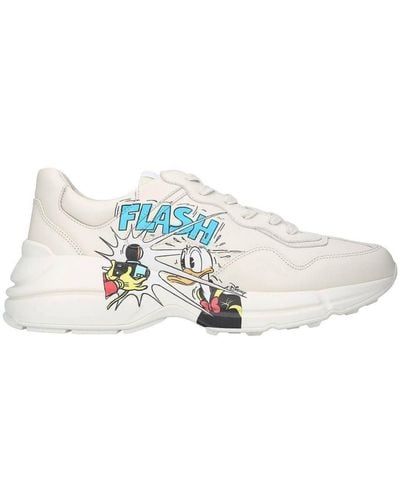 Gucci X Disney Donald Duck Rhyton Leather Trainer - White