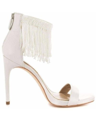 BCBGMAXAZRIA Devine High Heel Beaded Ankle Dress Sandals - White