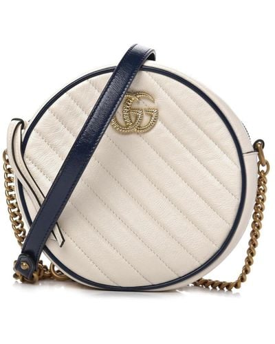 Gucci GG Marmont Round Shoulder Bag - White