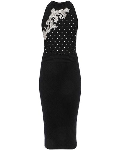 Balmain Embroidered Knit Midi Dress Fr 36 (us 6) - Black
