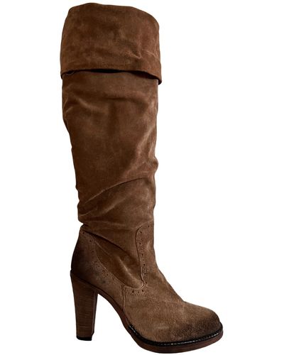 Cult Moda Brown Leather Knee High Boots
