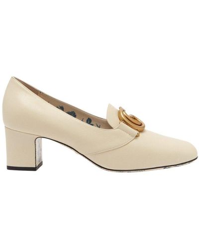 Gucci Double G Leather Mid-heel Pump - White