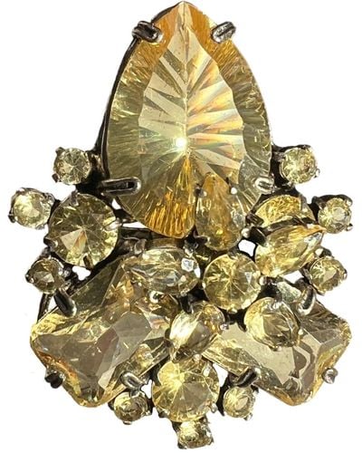 BCBGMAXAZRIA Oversized Yellow Crystals Ring