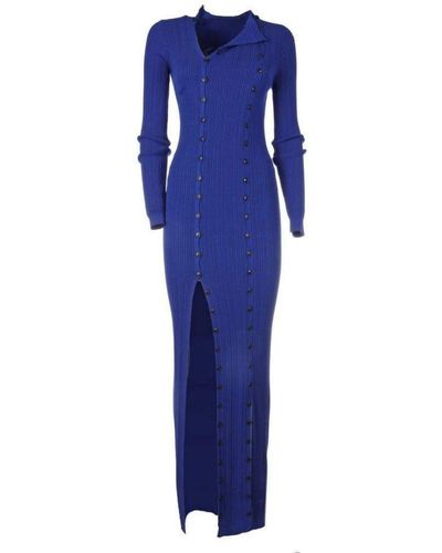 Jacquemus La Robe Maille Ribbed Maxi Dress - Blue
