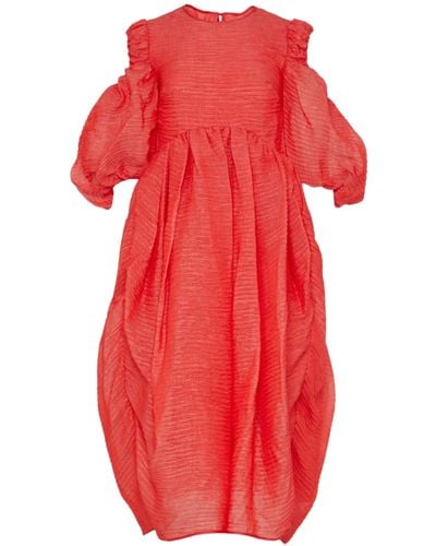 Cecilie Bahnsen Eero Midi Dress Cut Out Back - Red