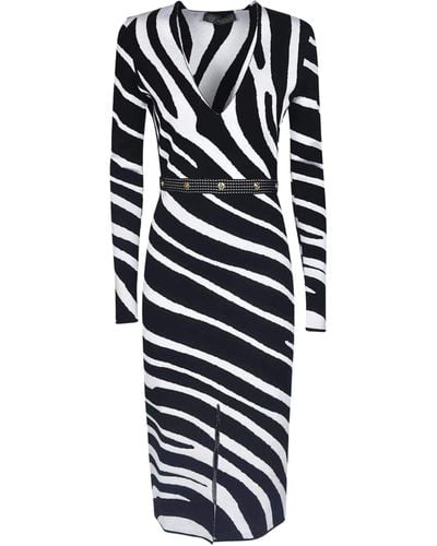 Versace Zebra Print Sweater Dress - Black