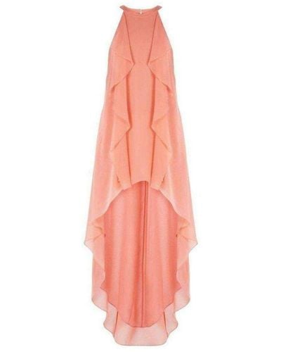 BCBGMAXAZRIA Kelsia Cascade Ruffle Halter Dress Iqi66d43-6r3 - Pink