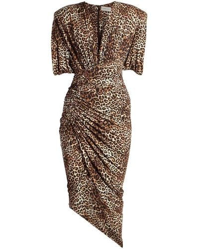 Alexandre Vauthier Leopard-print Ruched Dress - Brown