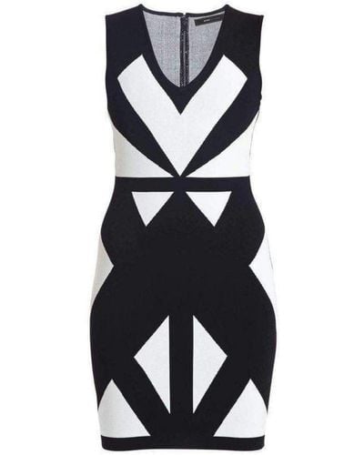 BCBGMAXAZRIA Evinna Geometric Jacquard Dress - Black