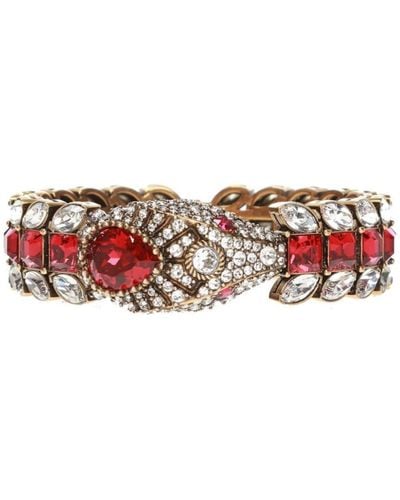 Gucci Snake Motif Crystal-embellished Bracelet - Metallic