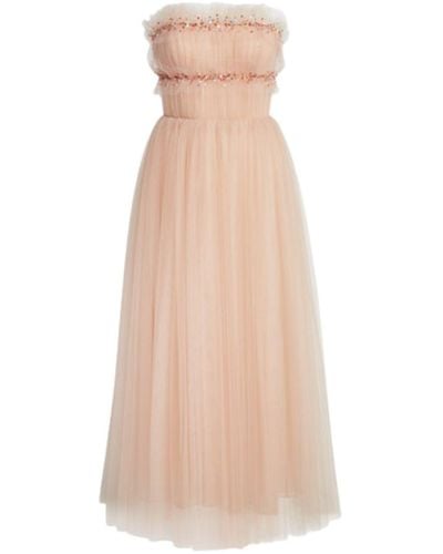 Jason Wu Strapless Ruched Tulle Midi Cocktail Dress - Natural