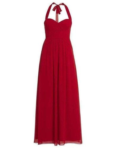 BCBGMAXAZRIA Selene Halter Neck Ruched Dress - Red
