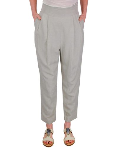 Héros Gray Silk-linen Blend Pleated Pants