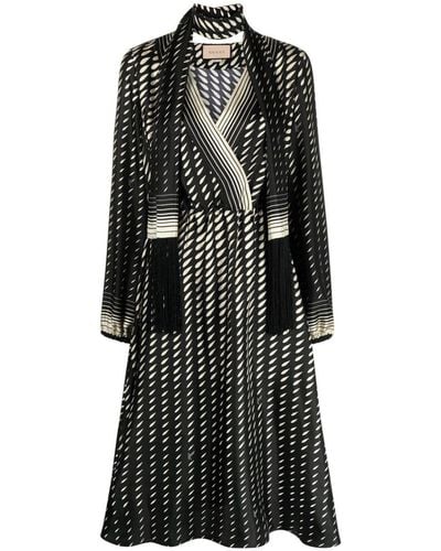 Gucci Printed Scarf Belted Wrap Dress - Black