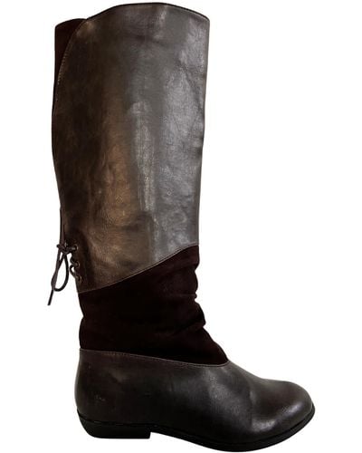ALDO Brown Leather Riding Boots - Black