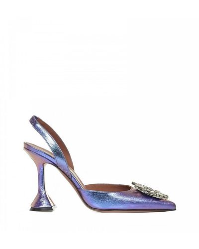 AMINA MUADDI Begum Crystal-embellished Fairy Blue Slingback Court Shoes - Purple