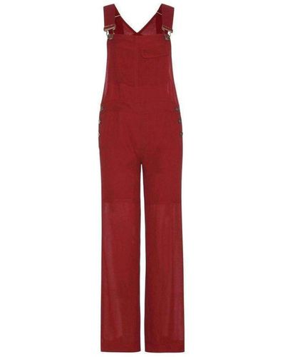 Chloé Fine Sheer Crepe Jumpsuit - Red