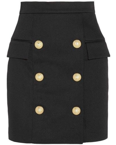 Balmain Buttoned Mini Skirt - Black