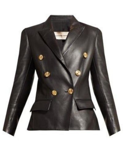 Alexandre Vauthier Double-breasted Leather Blazer - Black
