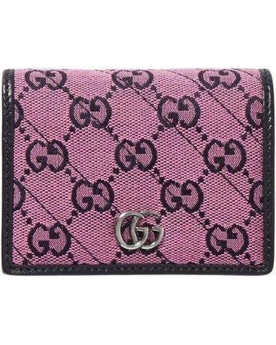 Gucci Pink Gg Marmont Multicolor Wallet - White
