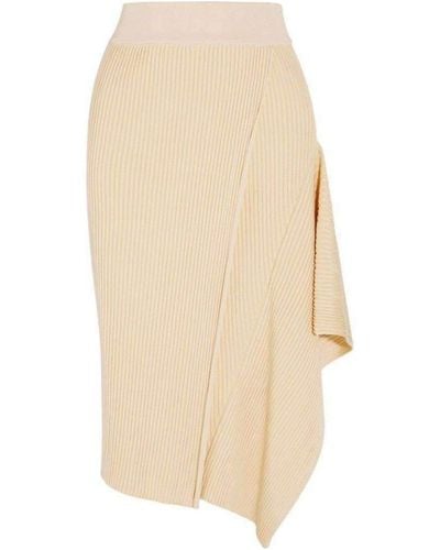 Stella McCartney Asymmetric Ribbed Stretch-jersey Midi Skirt It 38 - Natural