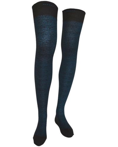 Rochas Merino Wool Luxurious Logo Stockings - Blue