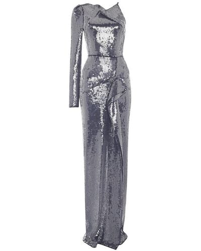 Roland Mouret Delamere One-shoulder Sequin Gown - Gray