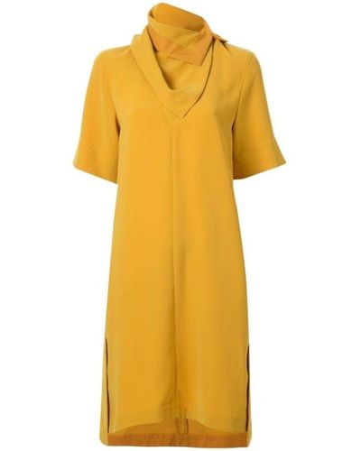 3.1 Phillip Lim Scarf Neck Crepe Dress - Yellow