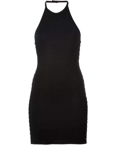 Balmain Halter Neck Mini Dress With Lace Details 6917506m - Black