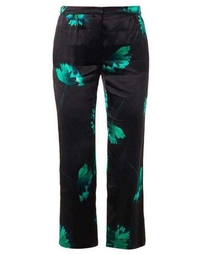 Nina Ricci Floral Printed Silk Trousers - Green